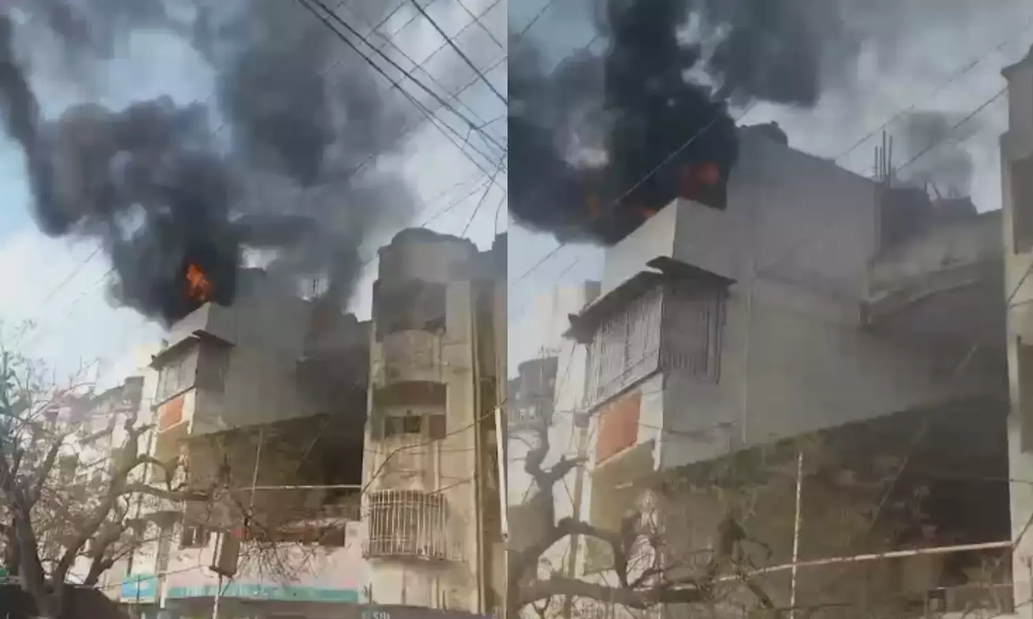 भारत माता चौराहे पर रिहायशी इमारत में लगी भीषण आग, मची अफरा-तफरी