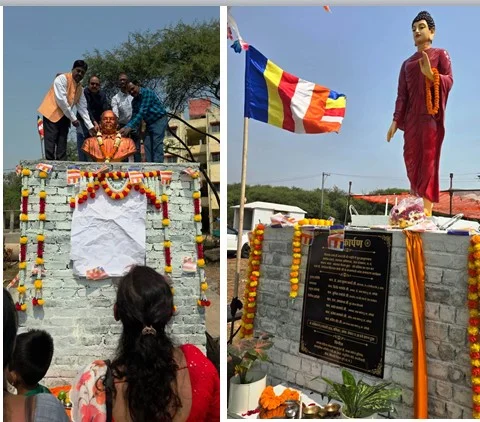 औद्योगिक क्षेत्र में बुद्ध व अम्बेडकर की प्रतिमाओं का अनावरण