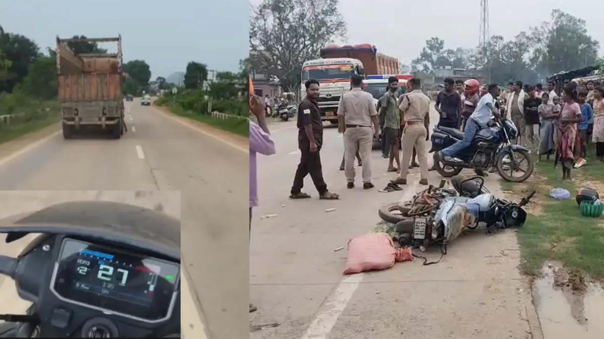 ट्रक ने बाइक को पीछे से मारी ठोकर : पत्नी की मौत होने के बावजूद पति ने नहीं खोया आपा, दौड़ाकर वाहन को पकड़ा