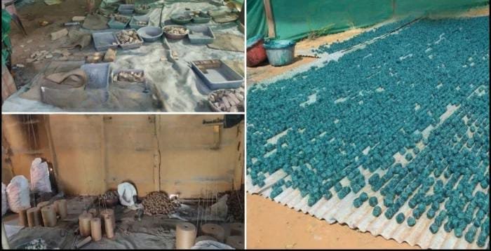 देवास के जंगल में अवैध पटाखा फैक्ट्रियों का भंडाफोड़, हजारों सुतली बम और बारूद का जखीरा बरामद, घेराबंदी देख भागे मजदूर